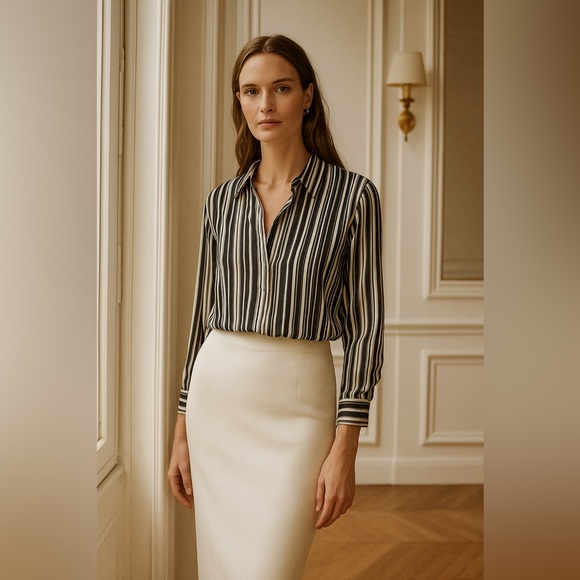 Marina Rinaldi Basilico Striped Tunic Shirt 14 NWT - Picture 1 of 15